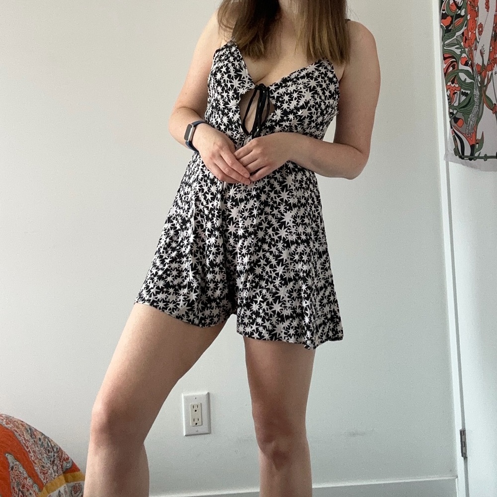 Angie star print romper sleeveless festival celestial summer M medium bohemian